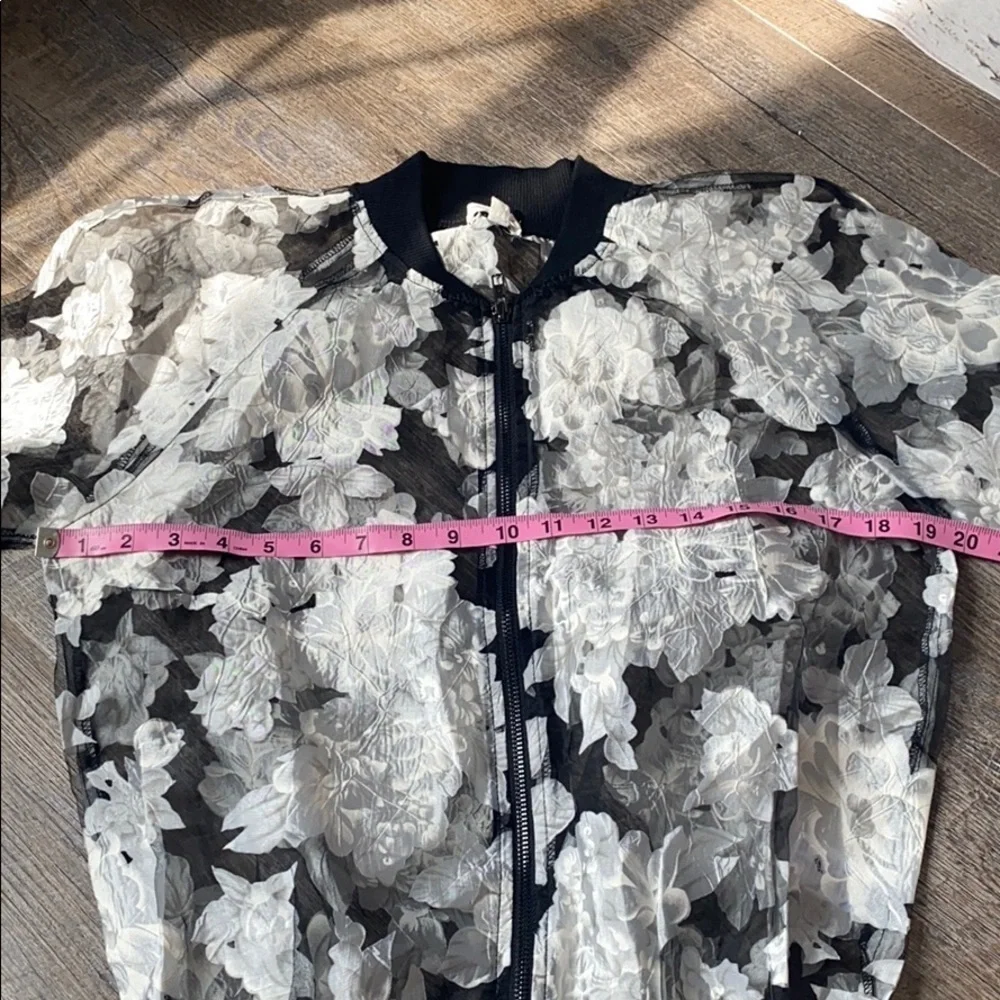 Hot & Delicious Blk Sheer Floral Bomber Small
